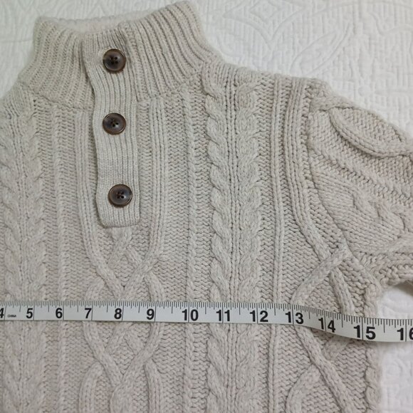 Gap Kids Cable Knit Button Neck Sweater In Soft Cream M (8-9) Pullover - Picture 7 of 9